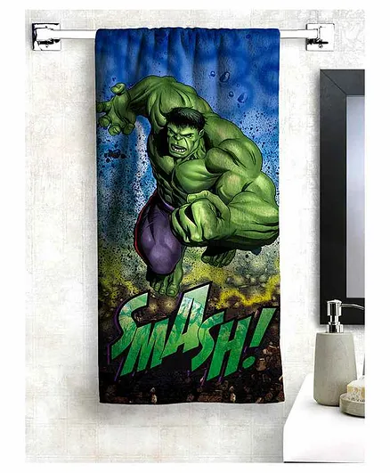 Athom Trendz Marvel Hulk 100% Cotton Kids Bath Towel - Green