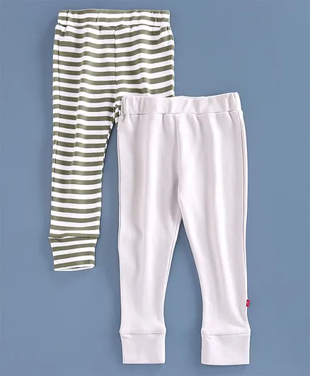 Nino Bambino 100% Organic Cotton Striped & Solid Pack Of Two Pajamas - Grey White