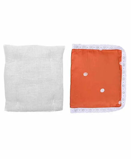 Grandma's Premium Finger Millet Cotton Pillow with Cover Polka Dot Print - Orange