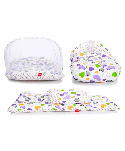 VParents Daisy Baby 4 Piece Bedding Set with Pillow and Bolsters Sleeping Bag and Bedding Set Combo - Purple
