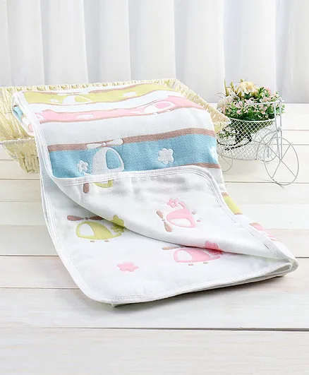 Zoe Premium Organic Cotton 6 Layer Gauze Blanket Helicopter Print - Multicolor