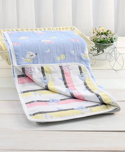 Zoe Premium Organic Cotton 6 Layer Gauze Blanket Puppy Print - Multicolor