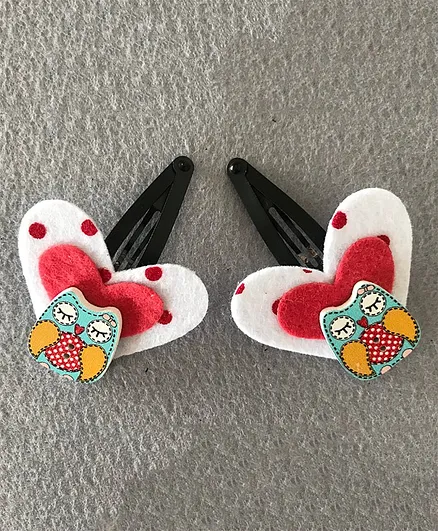 Kalacaree Heart Design Set Of Two Hair Clips - Multi Color
