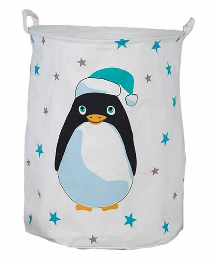 Little Jamun Laundry Bag Penguin Print - White