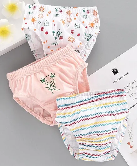 Babyhug 100% Cotton Panties Pack of 3 - Coral Peach