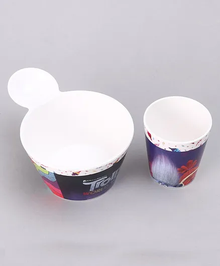 Trolls 2 Piece Fries Bowl & Glass Set - Black Purple