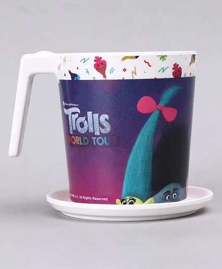 Trolls Large Cup with Coaster - Purple