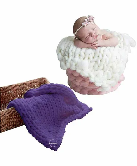 Babymoon Photography Knitted Blanket Prop - Purple