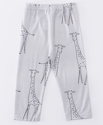 Kookie Kids Full Length Leggings Giraffe Print - Grey