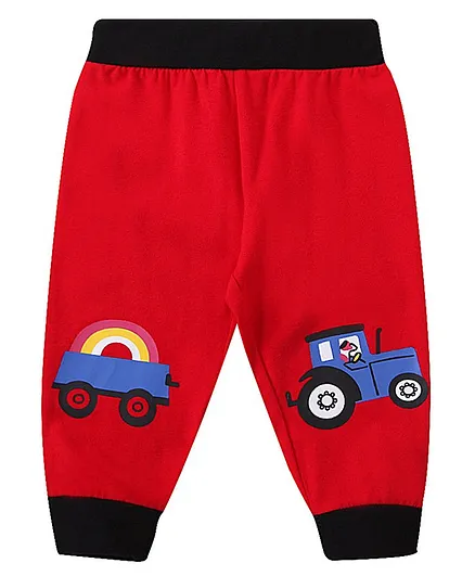 Kookie Kids Full Length Lounge Pant Car Print - Red