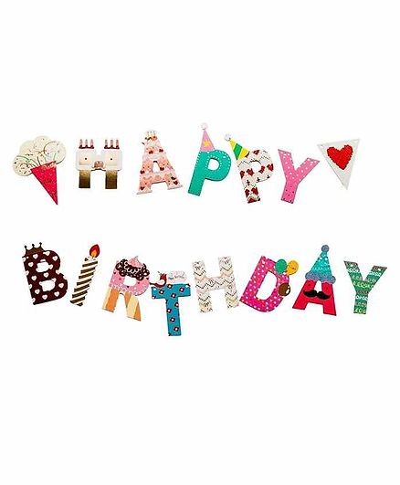 amfin happy birthday banner multicolour  length 33 cm