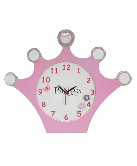 Kidoz  Battery Operated Silent Movement Princess Crown Clock - Pink