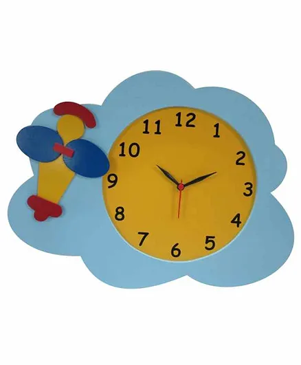 Kidoz Battery Operated Silent Movement Airplane Clock - Blue