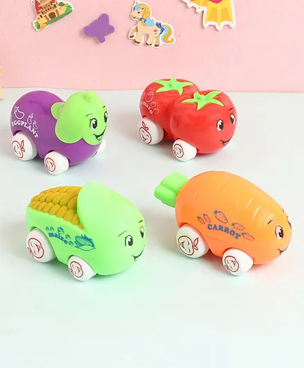 Veggy On Wheels Friction Powered Toy Set of 4 - Multicolor