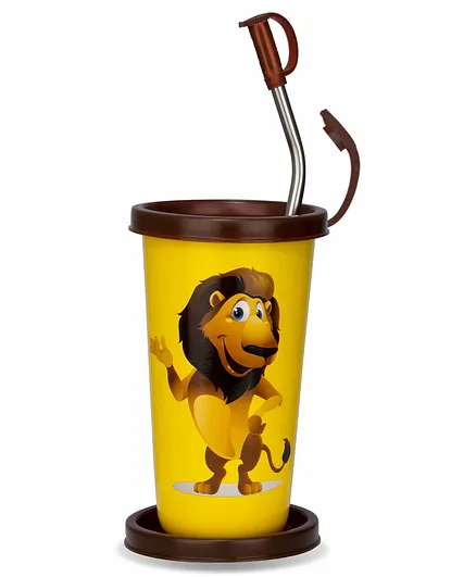Falcon We Bare Bears Stainless Steel Straw Sipper Yellow - 370 ml
