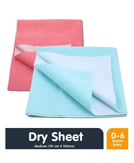 Mom's Home Bed Protector Dry Sheet Pack of 2 - Pink and Blue