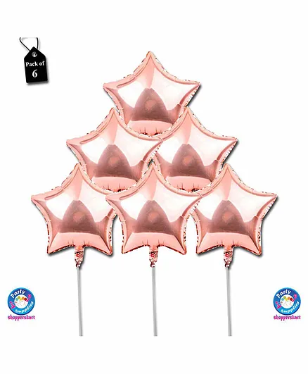 Shopperskart Star Shape Foil Balloon Rose Gold - Pack of 6
