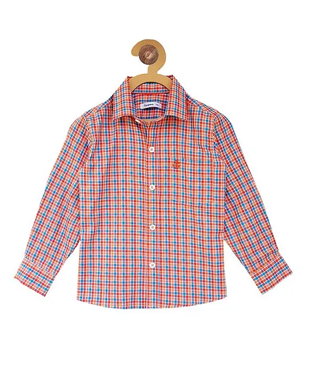 Campana Full Sleeves Checkered Shirt - Orange & Blue