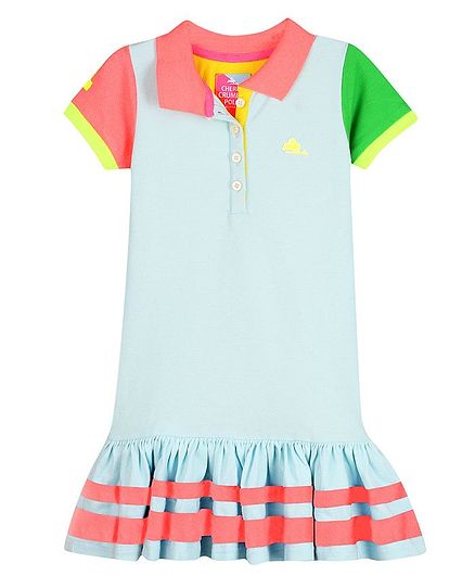 light blue striped polo dress