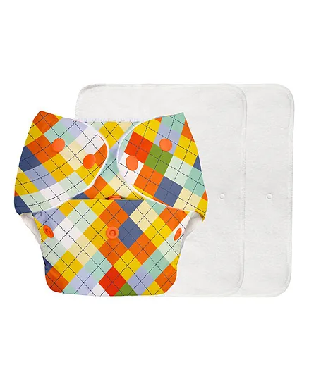 SuperBottoms Basic Pocket Diaper with 2 Inserts Geometric Print  - Multicolour