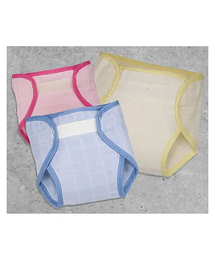 Lollipop Lane Muslin Cloth Nappy New Born Size Pack of 3 - Red Blue Yellow
