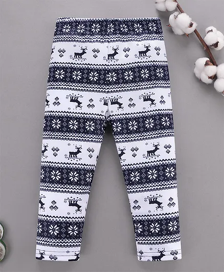 Kookie Kids Full Length Lounge Pants Reindeer Print - Blue