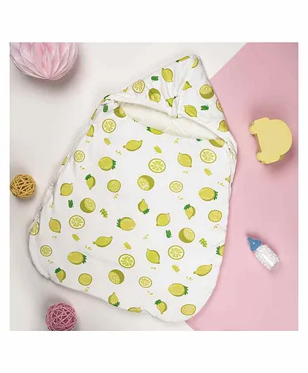 Kicks & Crawl Thick Sleeping Bag Lemon Print - White  