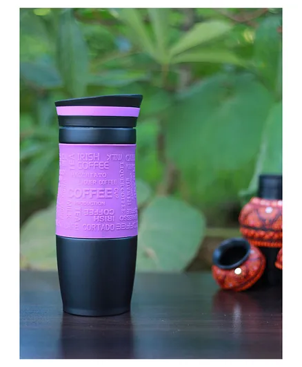 PIX Stainless Steel Mug with Lid Pink Black - 450 ml