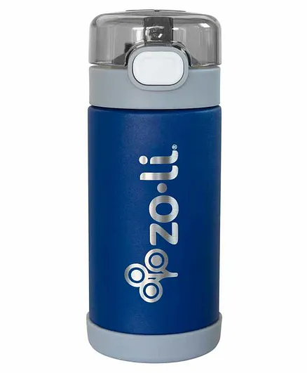 ZoLi Pow Squeak Vacuum Insulated Straw Drink Water Bottle Navy Blue - 295 ml 