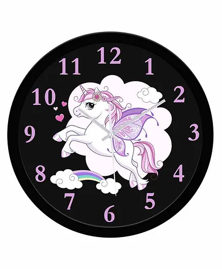 WENS Battery Operated Unicorn Wall Clock - Black