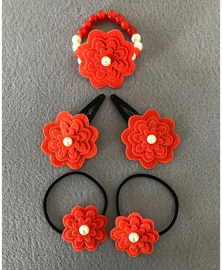 Kalacaree Flower Bracelet Clip & Rubber Band Set - Orange