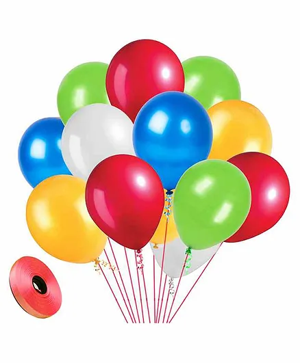 Party Propz Assorted Balloons Set with Ribbon Roll Multicolour - Pack of 51