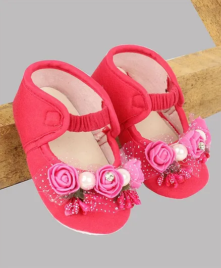 Daizy Flower Design Booties - Dark Pink