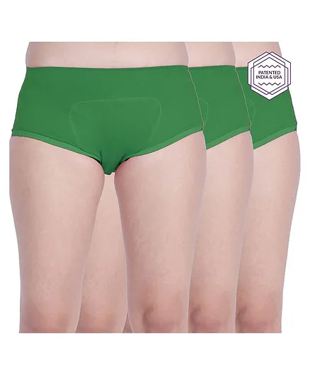 Adira Solid Pack Of 3 Period Boxers - Green
