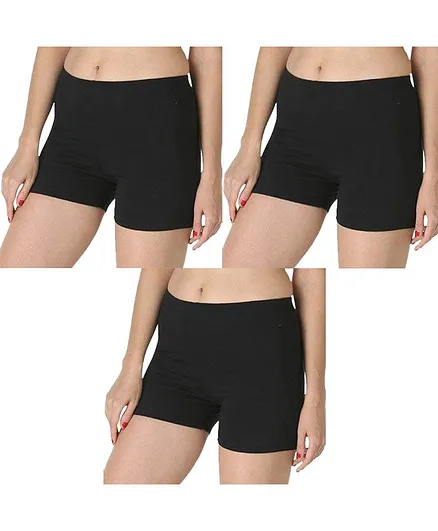 Adira Pack Of 3 Solid UnderDress Shorts - Black