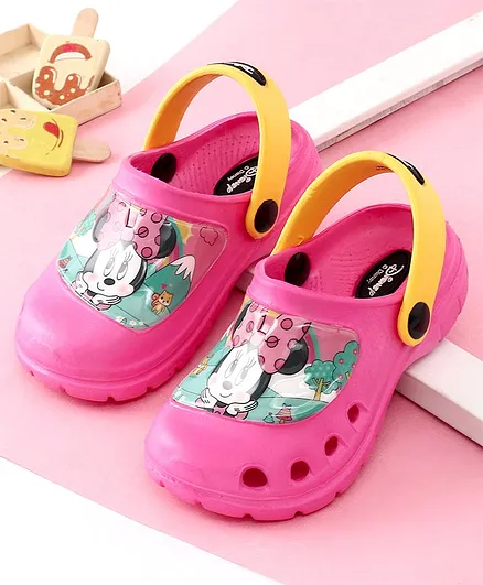 Cute Walk by Babyhug Clogs Minnie Mouse Print  - PInk Yellow