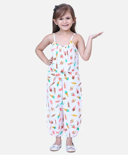 Fairies Forever Popsicle Print Sleeveless Jumpsuit With Pocket Bag - Multi Color