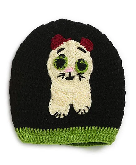 MayRa Knits Animal Design Crochet Cap - Black