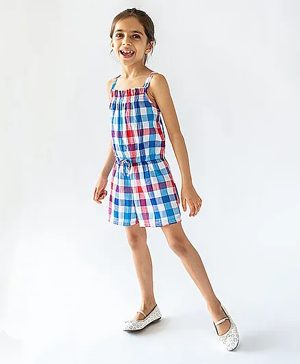 A Little Fable Sleeveless Checked Jumpsuit - Multi Colour