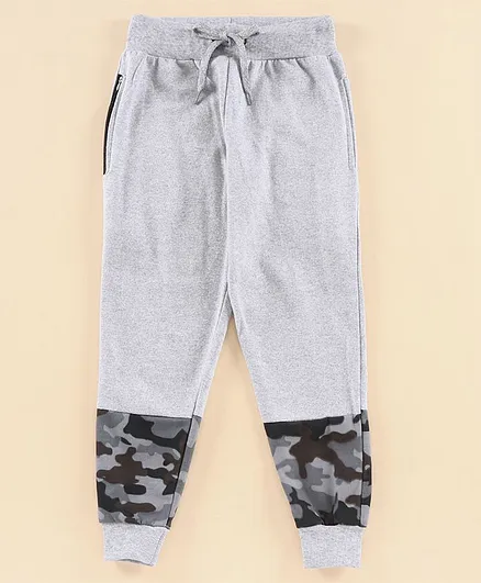 RAINE AND JAINE Full Length Camouflage Patch Detailing Joggers - Light Grey