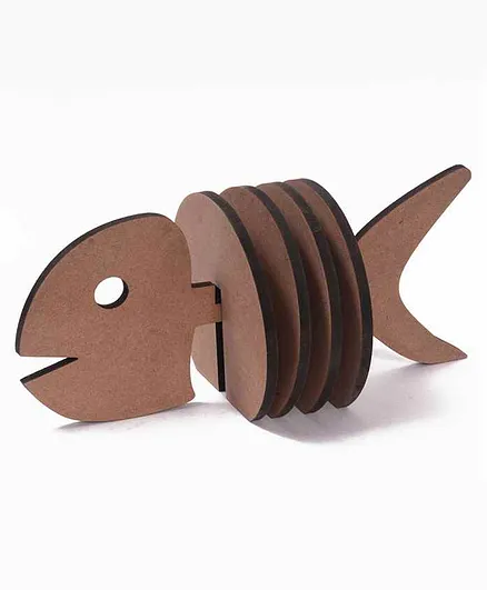 IVEI DIY Fish Shaped Coasters Set of 4 - Brown