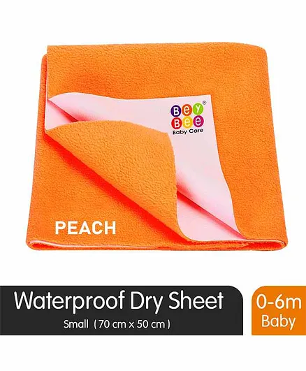 BeyBee Waterproof Rubber Sheet, Small Size - Peach