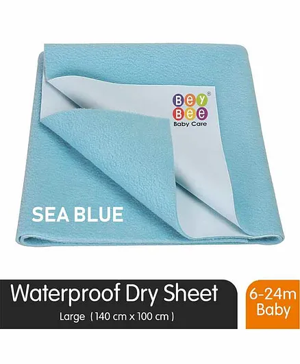 BeyBee Waterproof Rubber Sheet, Large - Sea Blue