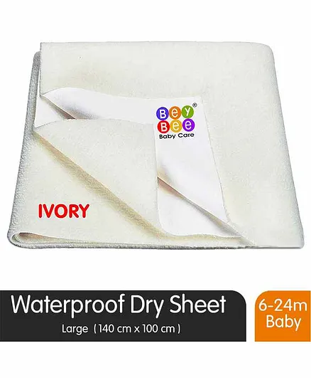 BeyBee Quick Dry Baby Bed Protector Waterproof Sheet Large - Ivory
