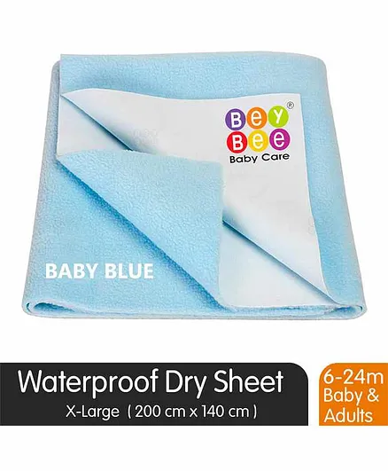 BeyBee Waterproof Baby Bed Protector Dry Sheet Extra Large - Blue