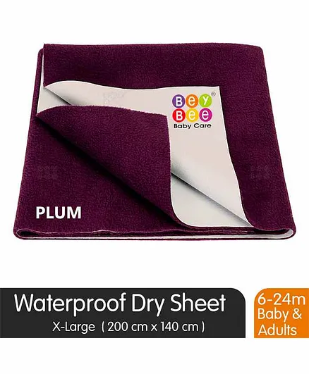BeyBee Quickly Dry Waterproof Extra Large Size Bed Protector Sheet - Plum