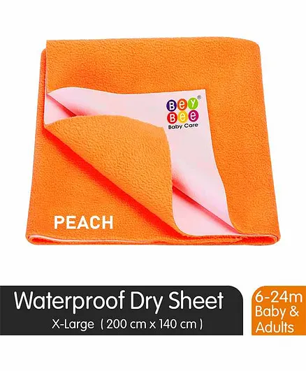 BeyBee Quickly Dry Waterproof Extra Large Size Bed Protector Sheet - Peach