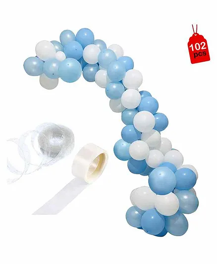 Party Propz Balloon with Arch & Glue Blue White - Pack of 102