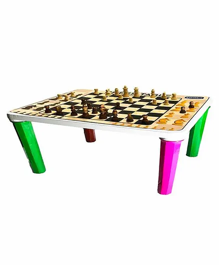 KuchiKoo Study Table with Chess Board Top - Multicolor