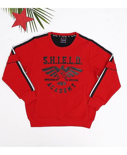 Buy Hop N Jump Full Sleeves Shield Printed Sweatshirt Red For Boys 5 6 Years Online In India Shop At Firstcry Com